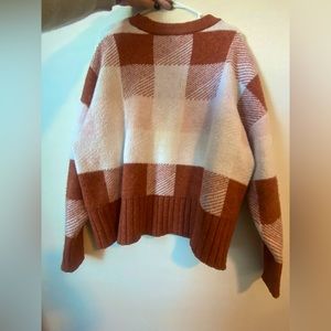 Cream, orange, and pink Plaid sweater